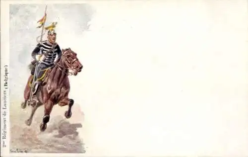 Künstler Ak Geens, Louis, 2. Ulanenregiment, Belgien