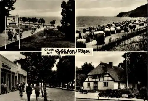 Ak Ostseebad Göhren auf Rügen, Strandpromenade, Strand, Strandstraße, Mönchguter Heimatmuseum