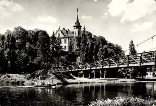 Ak Grimma in Sachsen, Gattersburg, Hängebrücke, Mulde