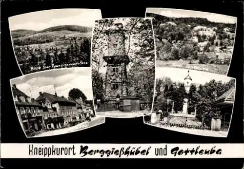 Ak Berggießhübel in Sachsen, Panoramahöhe, Straße, Gesamtansichten, Sanatorium Bad Gottleuba