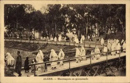 Ak Algier Algier Algerien, Mauren auf einem Spaziergang