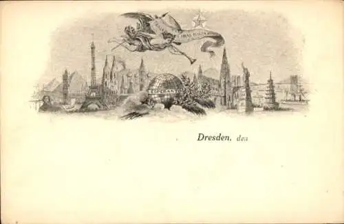 Ak Dresden, Esperantista Eldonejo kaj presejo F. Emil Boden, Bismarckplatz 12, Esperanto