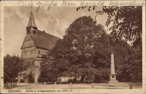 Ak Zarrentin am Schaalsee, Kirche und Kriegerdenkmal