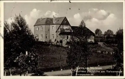 Ak Waren an der Müritz, Kurhaus Paulshöhe am Tiefwarensee