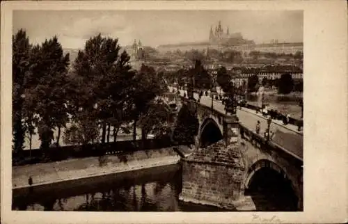 Ak Praha Prag Tschechien, Panorama, Brücke