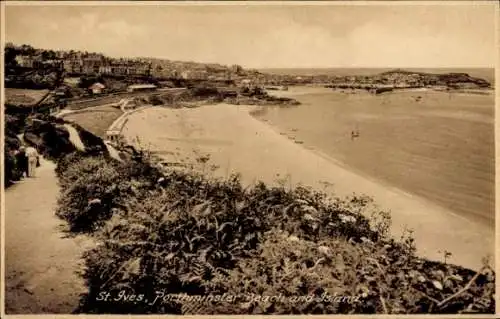 Ak St Ives Cornwall England, Porthminster Strand, Insel