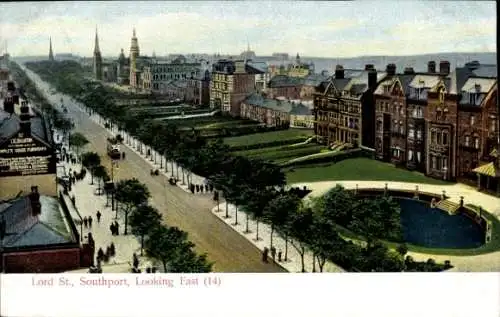 Ak Southport Nordwestengland, Lord Street, Blick nach Osten