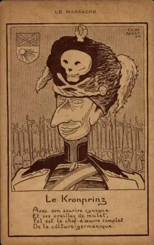 Künstler Ak de Bussy, Ch., Karikatur, Kronprinz Wilhelm von Preußen, Propaganda Frankreich