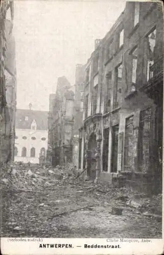 Ak Flandern Antwerpen, Bombardierung 8. bis 9. Okt. 1914, Beddenstraat