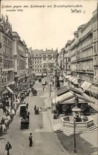 Ak Wien 1 Innere Stadt, Graben gegen den Kohlmarkt mit Dreifaltigkeitssäule