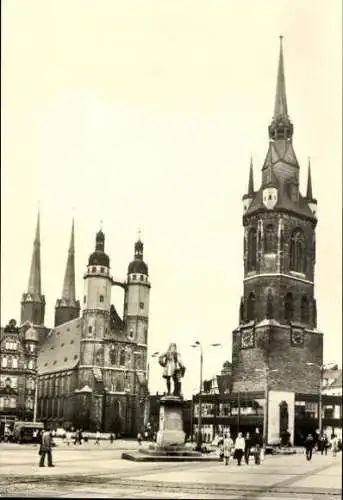 Set von 8 Fotos im Umschlag " Türme, Burgen und Brunnen in Halle"