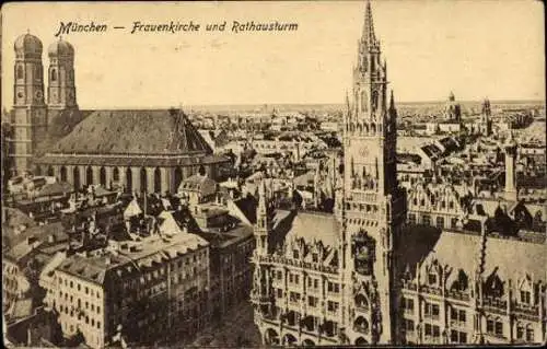 Set von 27 AK München, Marienplatz, Brunnen am Friedensengel etc.