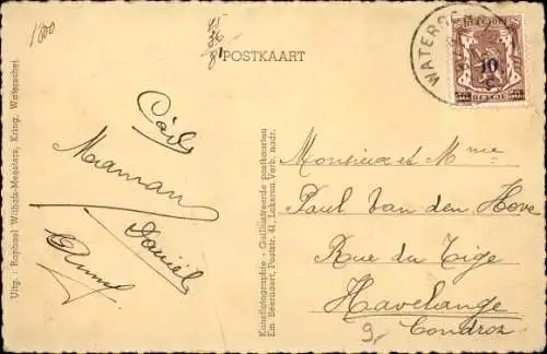 Ak Waterschei Genck Flandern Limburg, Schoolstraat en Jongensschool