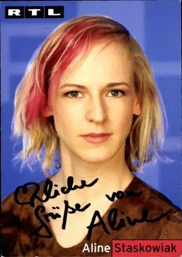 Ak Schauspielerin Aline Staskowiak, Portrait, RTL, Autogramm