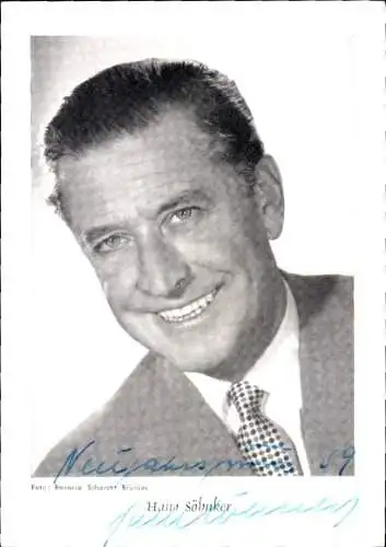 Ak Schauspieler Hans Söhnker, Portrait, Autogramm