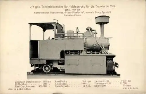 Ak Kolumbianische Eisenbahn, Tranvia de Cali, Tenderlokomotive