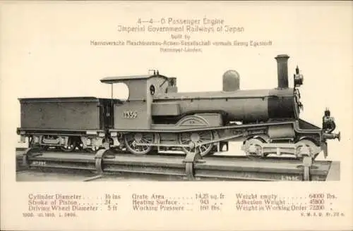 Ak Japanische Eisenbahn, Imperial Government Railways, Dampflok Nr. 1359