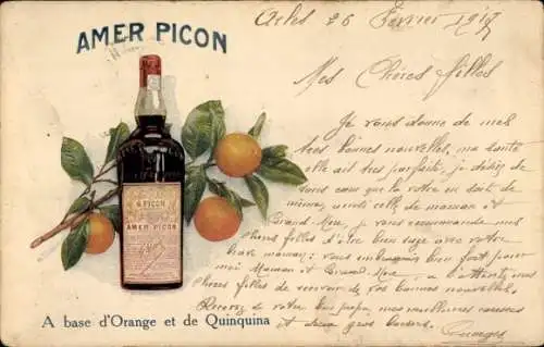 Ak Reklame, Amer Picon, a base d'Orange et de Quinquina