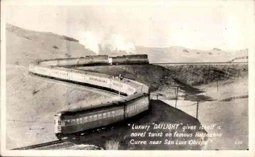 Ak US Amerikanische Eisenbahn, The Daylight Ltd., Southern Pacific, Horseshoe Curve