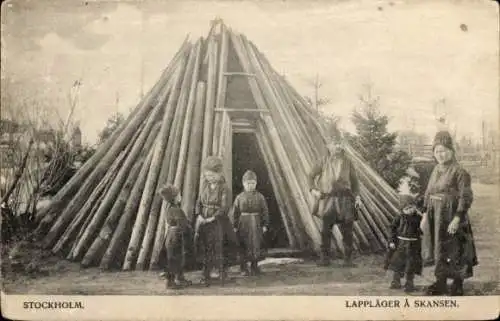 Ak Skansen Stockholm Schweden, Lappläger