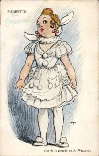 Künstler Ak Willette, A., Pierrette, d'apres la poupee, From the Dollie, Dalla Bambola