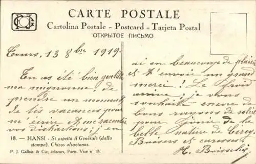 Künstler Ak Hansi, Kinder in Elsässer Tracht