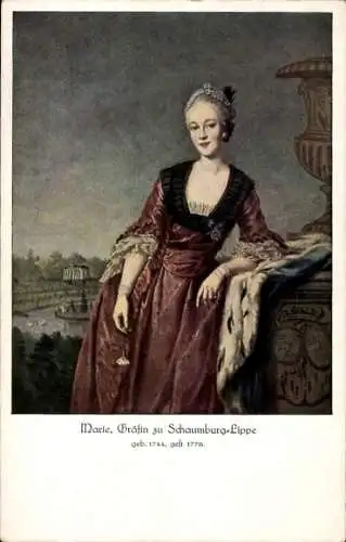 Künstler Ak Marie, Gräfin zu Schaumburg Lippe, 1744