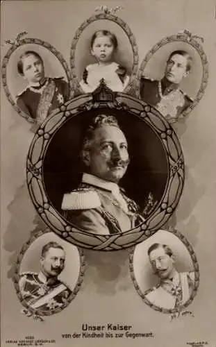 Passepartout Ak Kaiser Wilhelm II. von Preußen, von der Kindheit bis zur Gegenwart