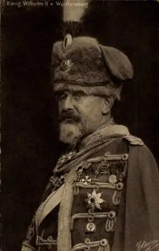 Ak König Wilhelm II. von Württemberg, Husarenuniform, Portrait