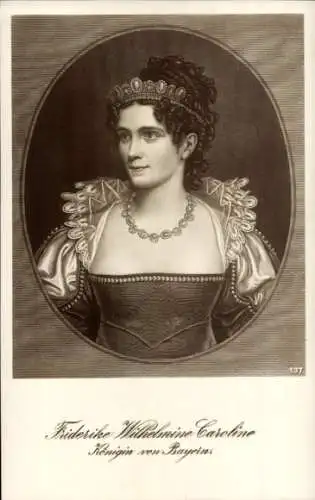 Künstler Ak Königin Friderike Wilhelmine Caroline von Bayern, Portrait