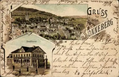 Vorläufer Litho Sonneberg in Thüringen, Kaufhaus, Totalansicht, 1894