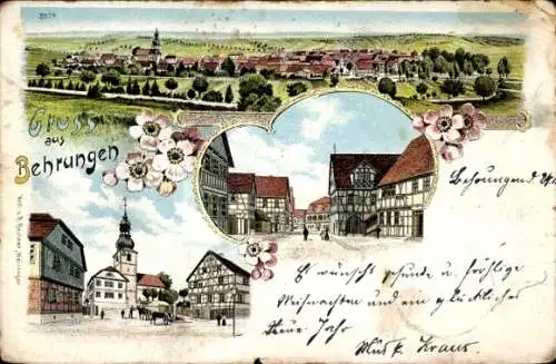 Litho Behrungen Grabfeld Thüringen, Stadtansichten