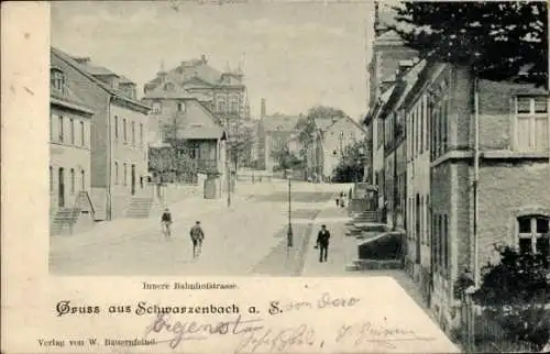 Ak Schwarzenbach an der Saale Oberfranken, Innere Bahnhofstraße