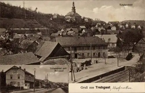 Ak Trebgast in Oberfranken Bayern, Bahnhof, Totalansicht