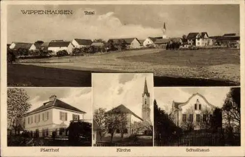 Ak Wippenhausen Kirchdorf an der Amper Oberbayern, Schule, Kirche, Pfarrhof, Totalansicht