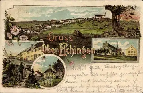 Litho Oberelchingen Elchingen in Schwaben, Ortsansichten