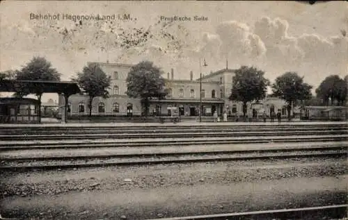 Ak Hagenow in Mecklenburg, Bahnhof, Gleisseite, Preußische Seite