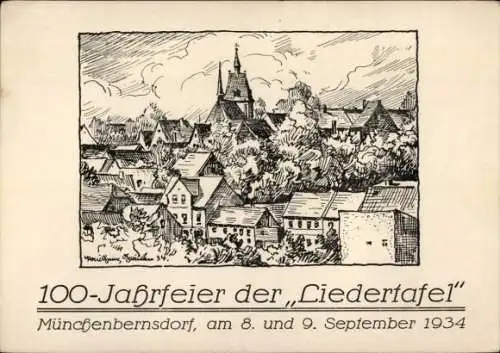 Künstler Ak Münchenbernsdorf in Thüringen, 100 Jahrfeier der Liedertafel 1934