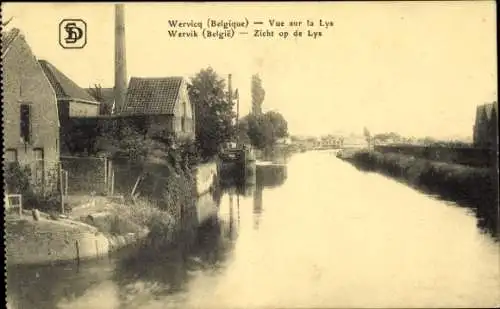 Ak Wervik Wervicq Westflandern, Blick auf die Lys