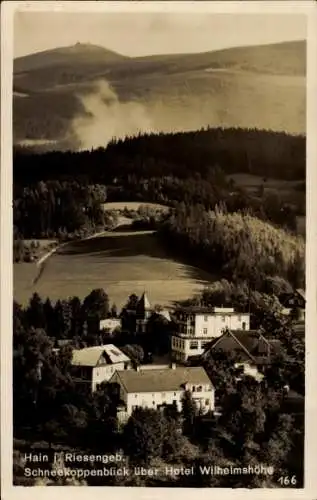 Ak Przesieka Hain Podgórzyn Giersdorf Riesengebirge Schlesien, Schneekoppenblick, Hotel Wilhelmshöhe