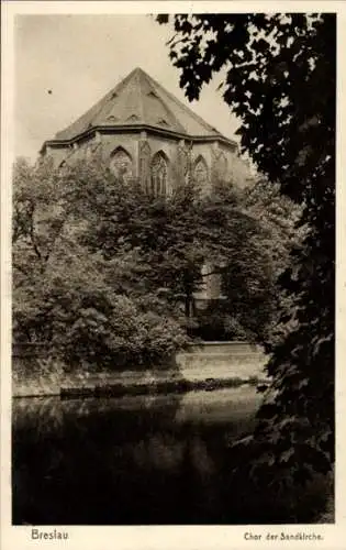 Ak Wrocław Breslau Schlesien, Chor der Sandkirche, Flussseite