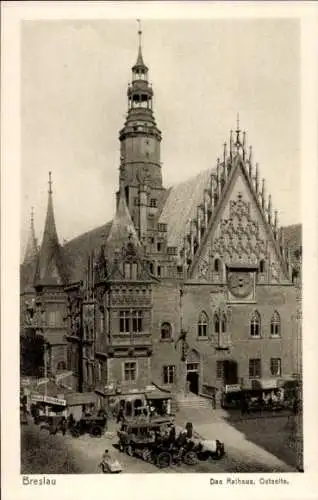 Ak Wrocław Breslau Schlesien, Rathaus, Ostseite