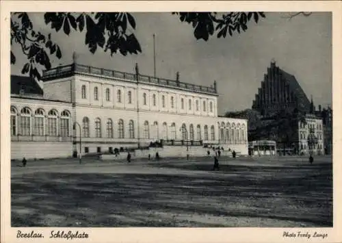 Ak Wrocław Breslau Schlesien, Schlossplatz, Schloss, Kirche