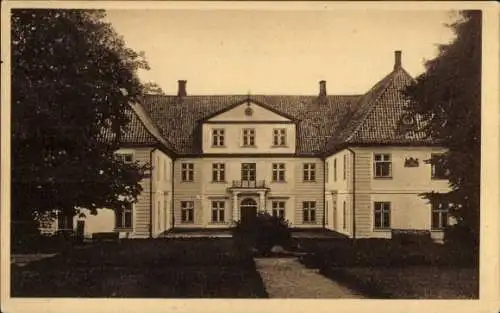 Ak Dänisch Nienhof Schwedeneck in Schleswig-Holstein, Herrenhaus, Hofseite