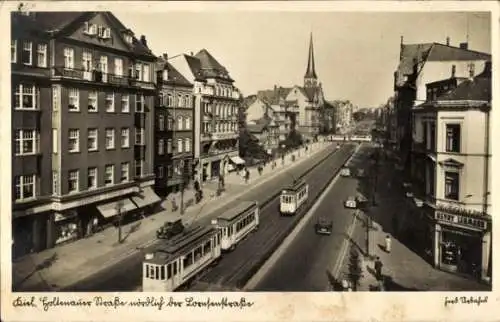 Ak Kiel in Schleswig Holstein, Holtenauer Straße, Straßenbahnen, Geschäft Henry Lehmann