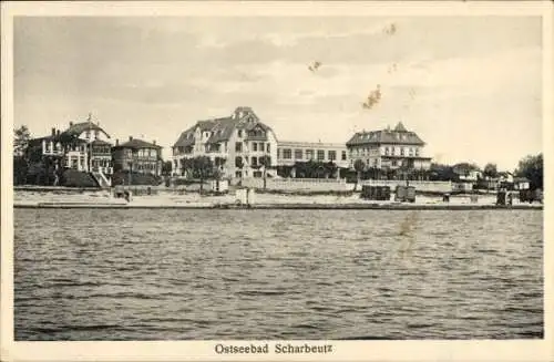 Ak Ostseebad Scharbeutz in Holstein, Blick über Wasser, Promenade