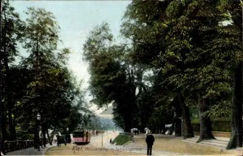 Ak Kiel, Wasserallee, Schlossgarten, Straßenbahn