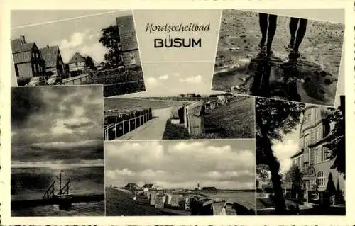 Ak Nordseebad Büsum, Teilansichten, Watt, Strand