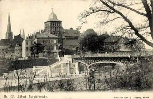 Ak Hansestadt Lübeck, Burgtorbrücke