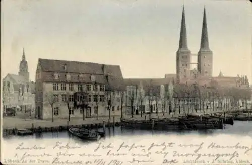 Ak Hansestadt Lübeck, Trave, Teilansicht